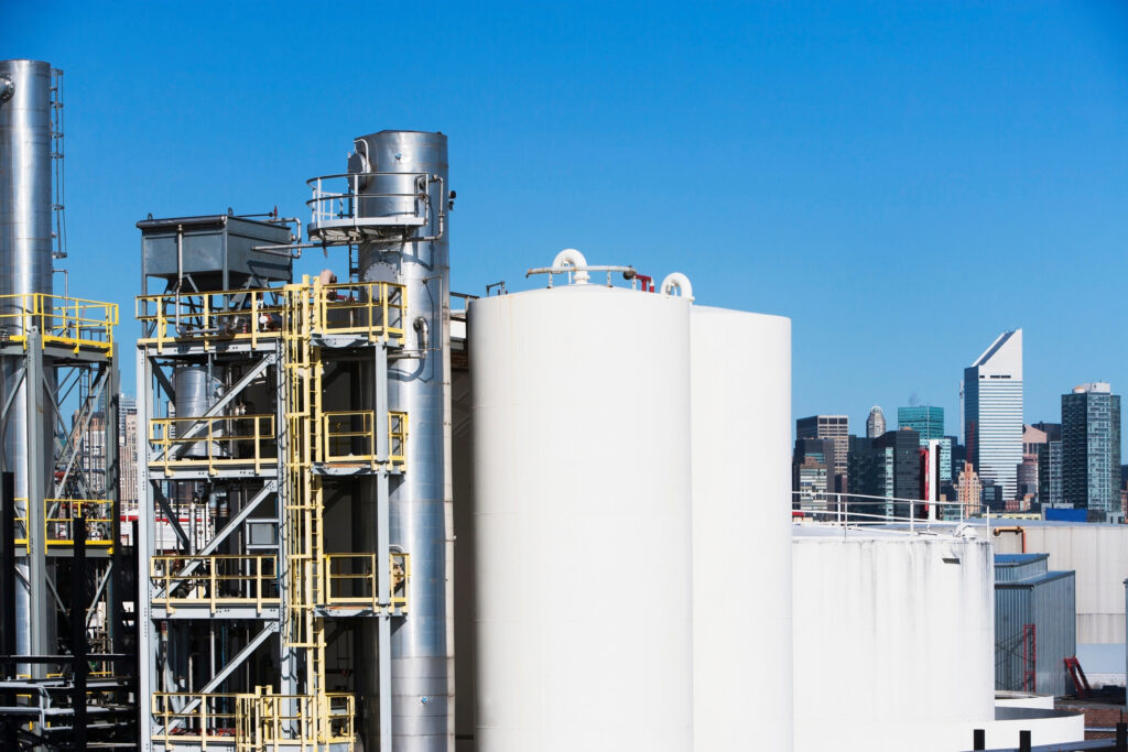 Storage tanks of oil refinery